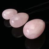 KIFIT Set Natural Rose Quartz Yoni Egg With 110mm Massage Stick Massage Ball For Exercise Pelvic Vaginal Muscle Health Care Tool