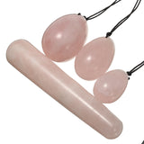 KIFIT Set Natural Rose Quartz Yoni Egg With 110mm Massage Stick Massage Ball For Exercise Pelvic Vaginal Muscle Health Care Tool