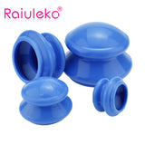 Raiuleko 4pcs Natural Silicone Cupping Therapy Set Health Care Small Body Anti Cellulite Vacuum Silicone Massager Cupping Cups
